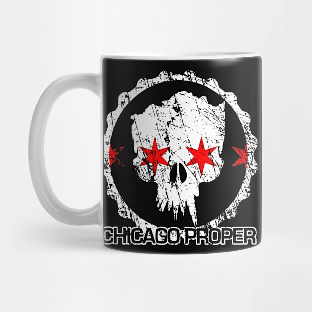 Chicago Proper Distressed Circle Skull by Chicago Proper